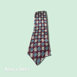 J.G. Hook Men's Silk Tie 56.5" X 3.75" Multi-Color Geometric